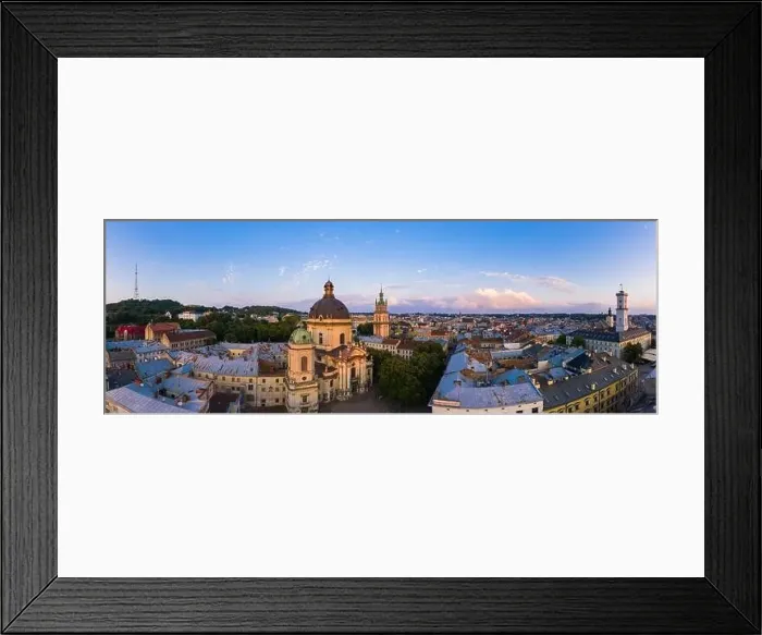 Framed Print : Lviv, Ukraine - 2020: Aerial view on Dominican Church and Dormition Church in Lviv, Ukraine from drone Framed Print : Lviv, Ukraine - 2020: Aerial view on Dominican Church and Dormition Church in Lviv, Ukraine from drone