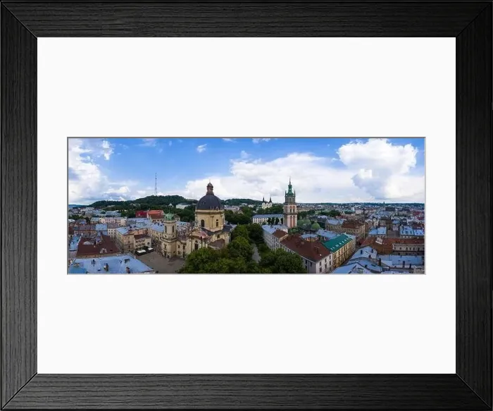 Framed Print : Lviv, Ukraine - 2020: Aerial view on Market square Framed Print : Lviv, Ukraine - 2020: Aerial view on Market square