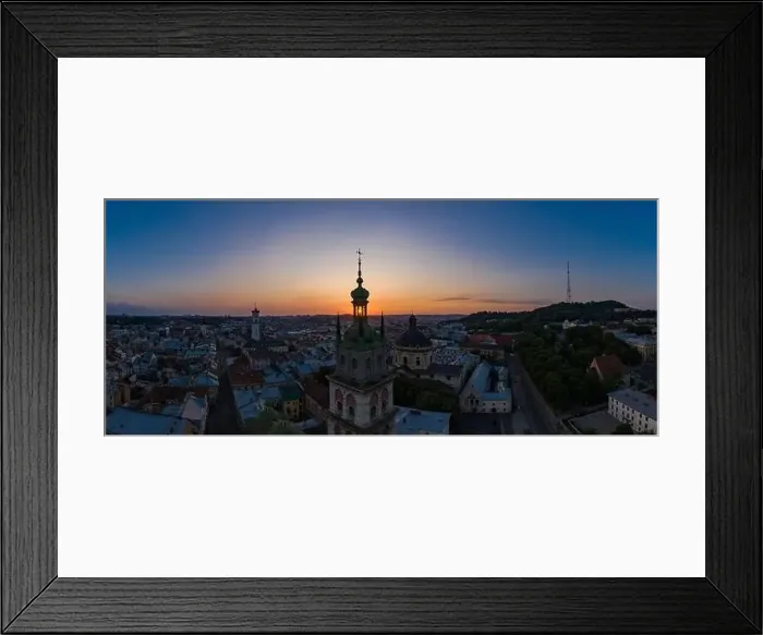 Framed Print : Lviv, Ukraine - 2020: Aerial view on Dominican Church and Dormition Church in Lviv, Ukraine from drone Framed Print : Lviv, Ukraine - 2020: Aerial view on Dominican Church and Dormition Church in Lviv, Ukraine from drone
