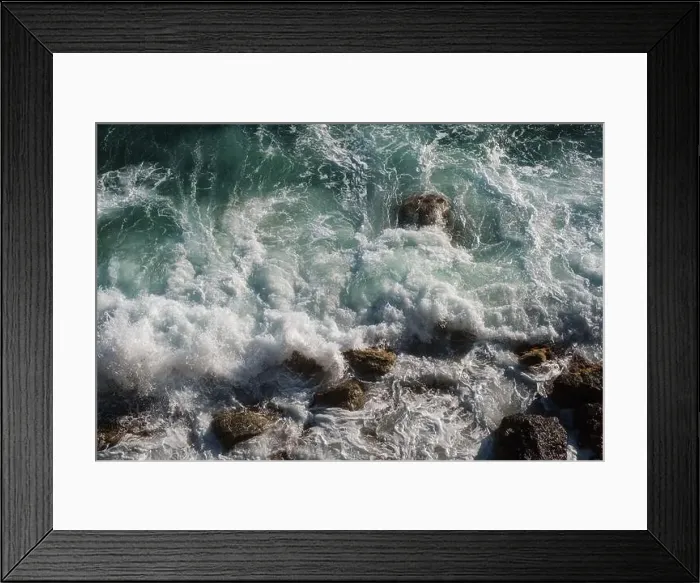 Framed Print : Ocean wave background breaking sea water rocky shore rough seas turquoise water gradient foam Framed Print : Ocean wave background breaking sea water rocky shore rough seas turquoise water gradient foam