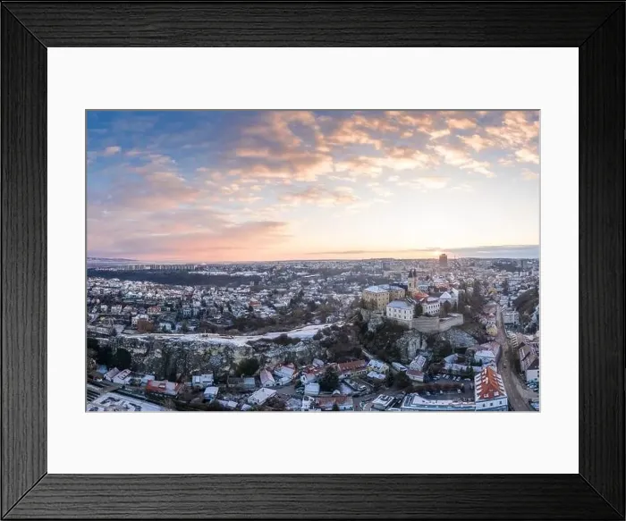 Framed Print : Aerial view of Castle in Veszprem in winter Framed Print : Aerial view of Castle in Veszprem in winter