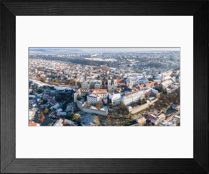 Framed Print : Aerial view of Castle in Veszprem in winter