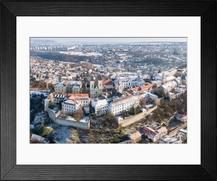 Framed Print : Aerial view of Castle in Veszprem in winter Framed Print : Aerial view of Castle in Veszprem in winter