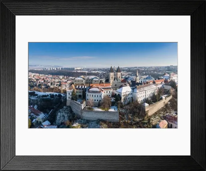 Framed Print : Aerial view of Castle in Veszprem in winter Framed Print : Aerial view of Castle in Veszprem in winter