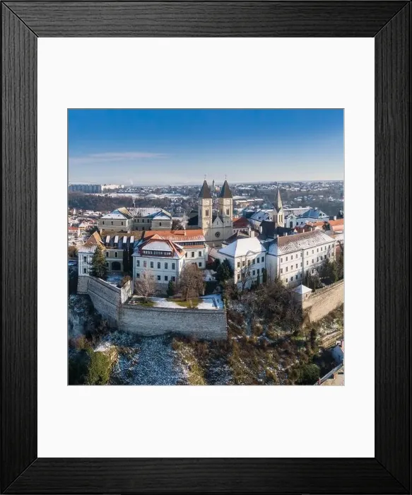 Framed Print : Aerial view of Castle in Veszprem in winter Framed Print : Aerial view of Castle in Veszprem in winter