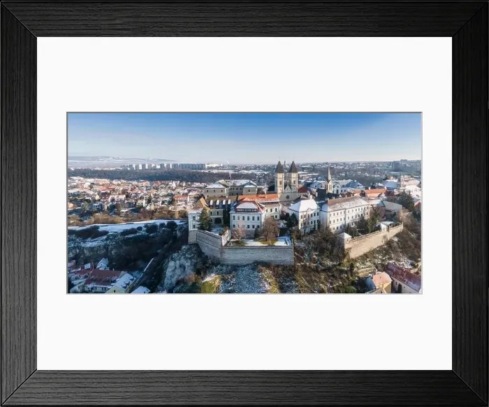 Framed Print : Aerial view of Castle in Veszprem in winter Framed Print : Aerial view of Castle in Veszprem in winter