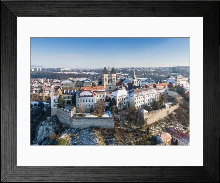 Framed Print : Aerial view of Castle in Veszprem in winter Framed Print : Aerial view of Castle in Veszprem in winter