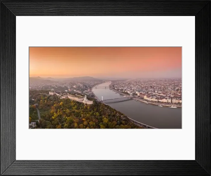 Framed Print : Aerial view of Budapest with beautiful sunrise Framed Print : Aerial view of Budapest with beautiful sunrise