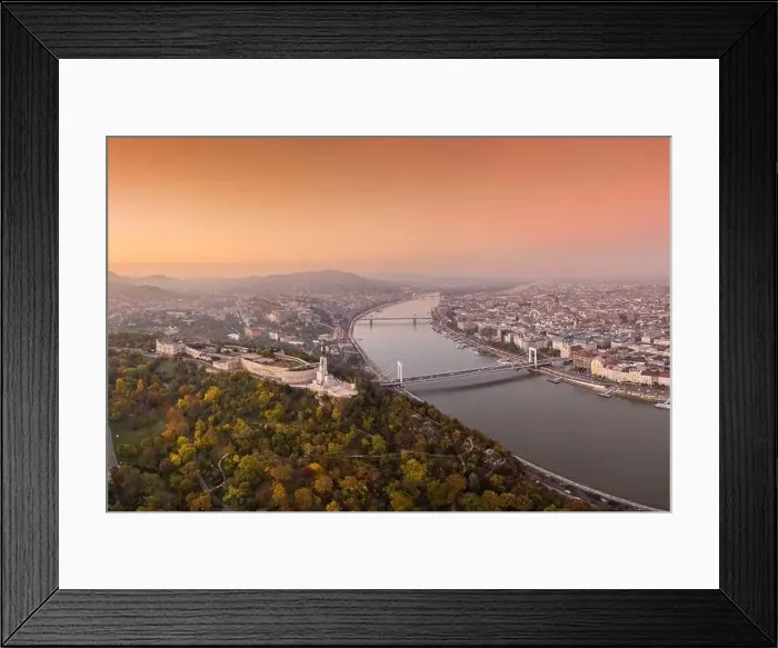 Framed Print : Aerial view of Budapest with beautiful sunrise Framed Print : Aerial view of Budapest with beautiful sunrise