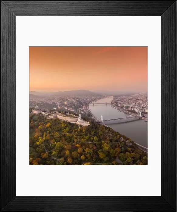 Framed Print : Aerial view of Budapest with beautiful sunrise Framed Print : Aerial view of Budapest with beautiful sunrise