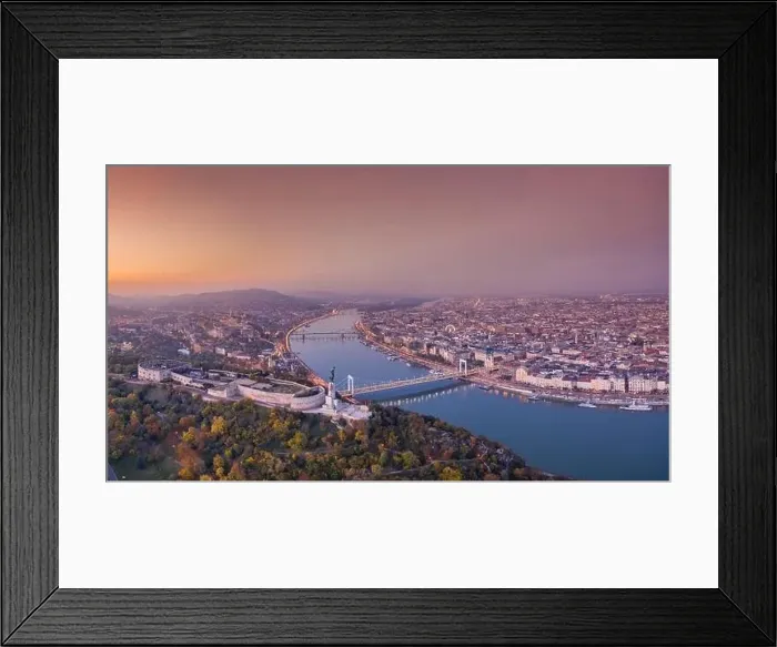 Framed Print : Aerial view of Budapest with beautiful sunrise Framed Print : Aerial view of Budapest with beautiful sunrise