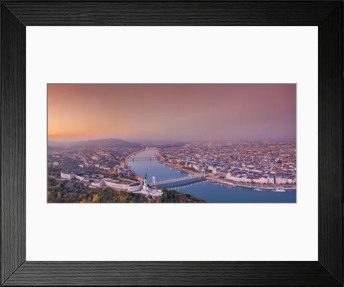 Framed Print : Aerial view of Budapest with beautiful sunrise Framed Print : Aerial view of Budapest with beautiful sunrise