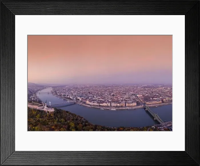 Framed Print : Aerial view of Budapest with beautiful sunrise Framed Print : Aerial view of Budapest with beautiful sunrise