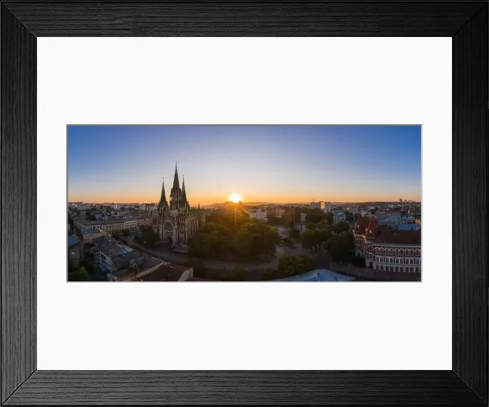 Framed Print : Aerial veiw on Elizabeth church in Lviv, Ukraine from drone Framed Print : Aerial veiw on Elizabeth church in Lviv, Ukraine from drone