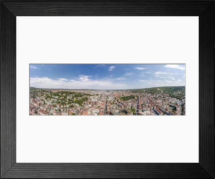 Framed Print : Panoramic view of Stuttgart suburb near hills in Germany at summer noon Framed Print : Panoramic view of Stuttgart suburb near hills in Germany at summer noon