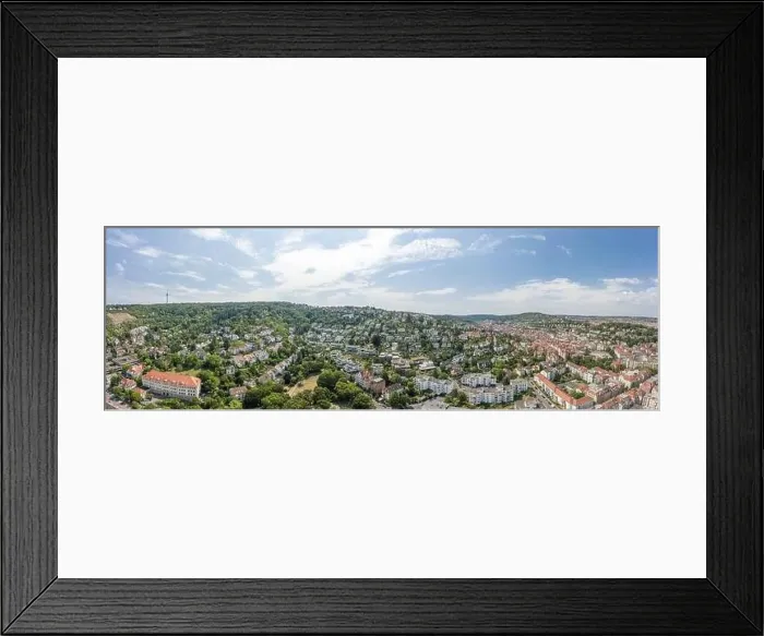 Framed Print : Panoramic view of Stuttgart suburb near hills in Germany at summer noon Framed Print : Panoramic view of Stuttgart suburb near hills in Germany at summer noon