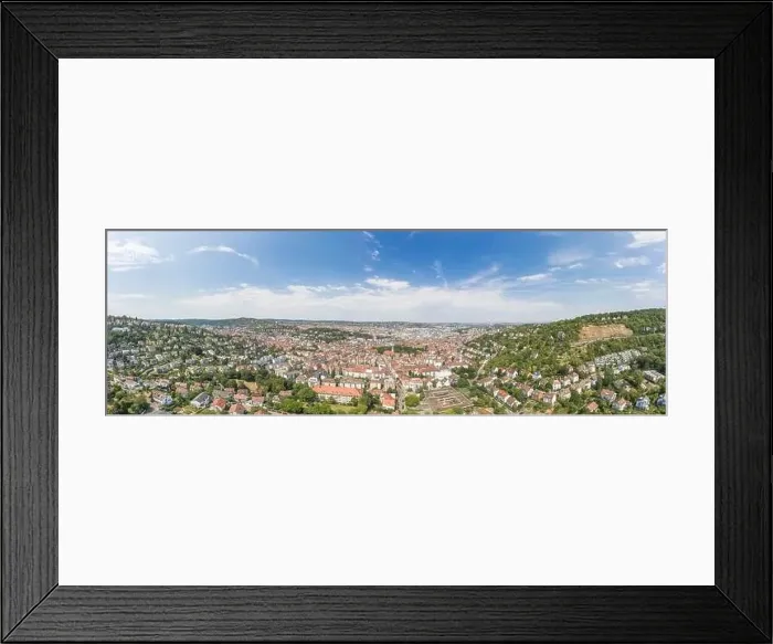 Framed Print : Panoramic view of Stuttgart suburb near hills in Germany at summer noon Framed Print : Panoramic view of Stuttgart suburb near hills in Germany at summer noon