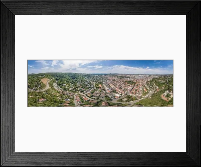 Framed Print : 360 Spherical panorama view of Stuttgart suburb near hills in Germany at summer noon Framed Print : 360 Spherical panorama view of Stuttgart suburb near hills in Germany at summer noon