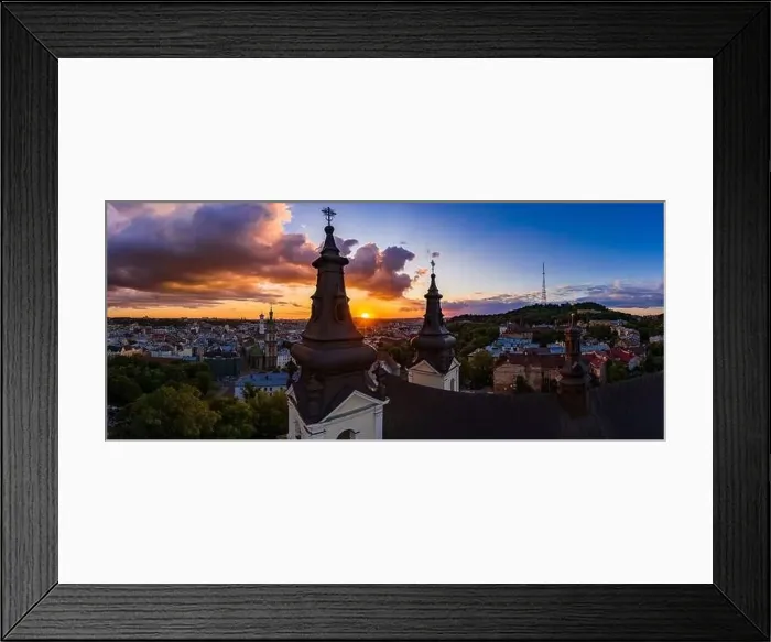 Framed Print : Aerial view on Carmelite Church ( Michael the Archangel church) in Lviv, Ukraine from drone Framed Print : Aerial view on Carmelite Church ( Michael the Archangel church) in Lviv, Ukraine from drone