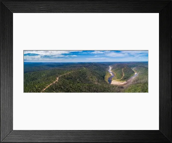 Framed Print : Wide aerial panorama of Snowy River National Park on a summer day Framed Print : Wide aerial panorama of Snowy River National Park on a summer day
