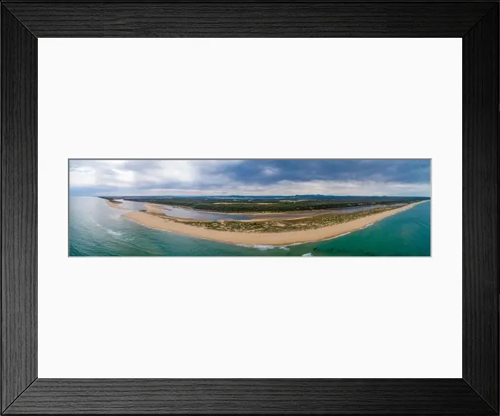 Framed Print : Ultra wide aerial panorama of Snowy River Estuary. Marlo, Victoria, Australia Framed Print : Ultra wide aerial panorama of Snowy River Estuary. Marlo, Victoria, Australia