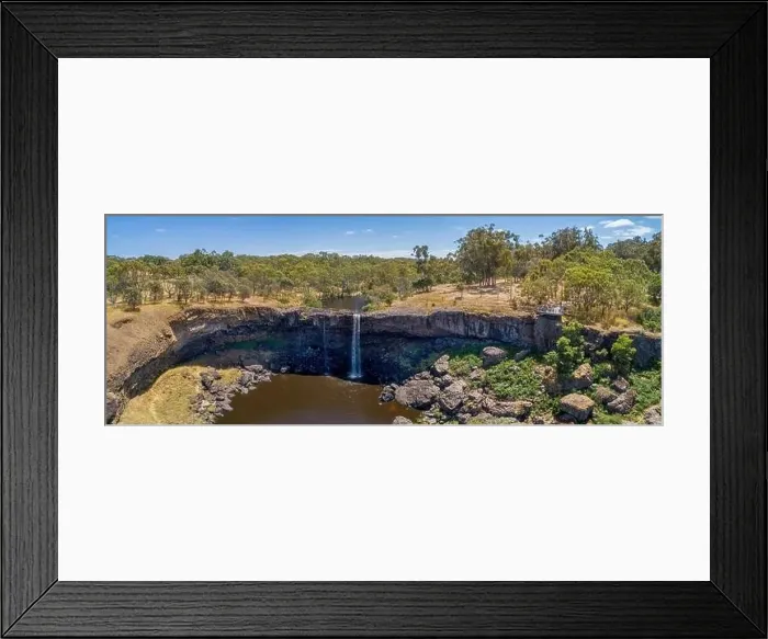 Framed Print : Scenic Wannon Falls on hot summer day in Victoria, Australia - wide aerial panoramic landscape Framed Print : Scenic Wannon Falls on hot summer day in Victoria, Australia - wide aerial panoramic landscape