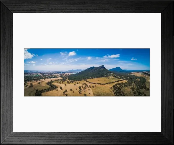 Framed Print : Wide aerial panorama of Mount Abrupt and surroundings. Grampians National Park, Australia Framed Print : Wide aerial panorama of Mount Abrupt and surroundings. Grampians National Park, Australia