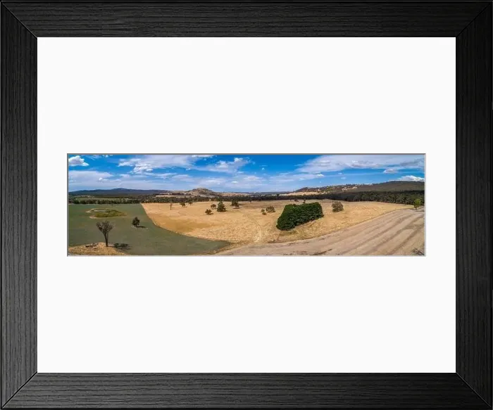 Framed Print : Pastoral agricultural land in Australia - wide aerial panorama Framed Print : Pastoral agricultural land in Australia - wide aerial panorama