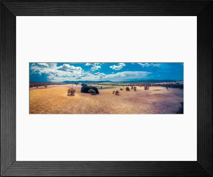 Framed Print : Aerial panoramic landscape of scenic Australian outback on a sunny day Framed Print : Aerial panoramic landscape of scenic Australian outback on a sunny day