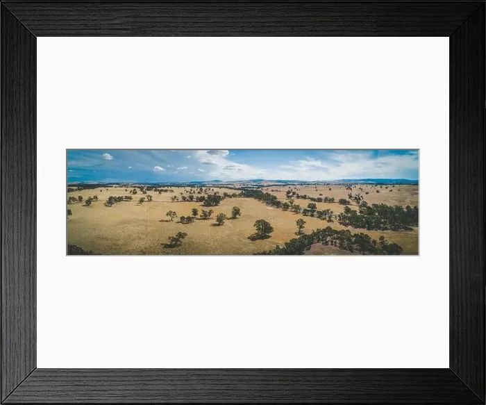 Framed Print : Australian outback on hot summer day - wide aerial panorama Framed Print : Australian outback on hot summer day - wide aerial panorama