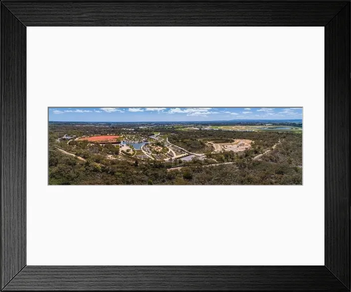 Framed Print : Wide aerial panorama of Royal Botanic Gardens in Cranbourne, VIctoria, Australia