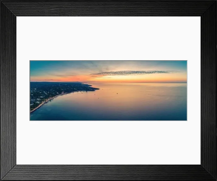 Framed Print : Amazing aerial panorama of sunset over ocean coastline in Australia Framed Print : Amazing aerial panorama of sunset over ocean coastline in Australia