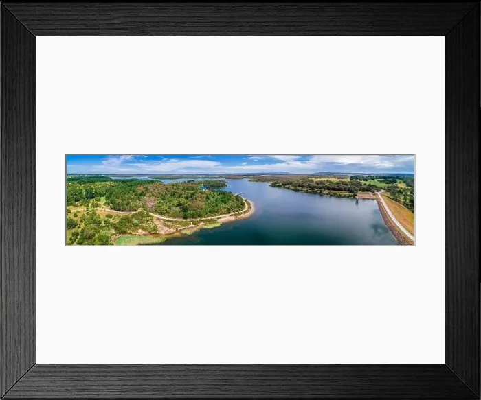 Framed Print : Aerial panorama of Devilbend Reservoir Lake on Mornington Peninsula, Victoria, Australia