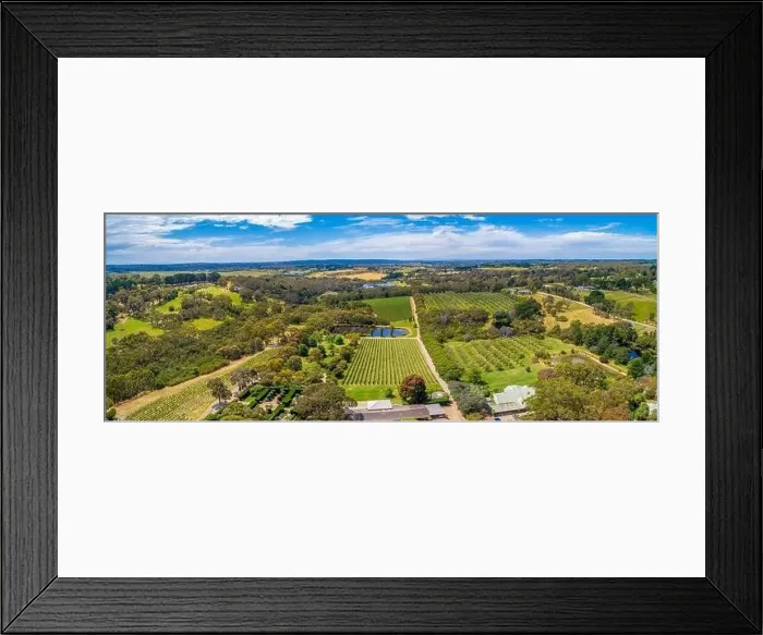 Framed Print : Scenic Mornington Peninsula countryside - aerial panorama Framed Print : Scenic Mornington Peninsula countryside - aerial panorama