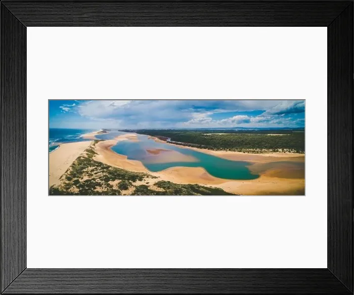 Framed Print : Aerial panoramic landscape of Snowy River Estuary. Marlo, Victoria, Australia Framed Print : Aerial panoramic landscape of Snowy River Estuary. Marlo, Victoria, Australia