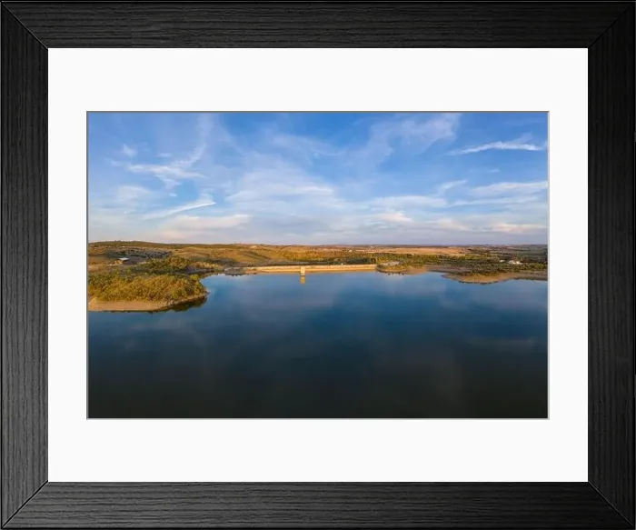 Framed Print : Drone aerial panorama of a dam lake reservoir landscape in Terena, Portugal Framed Print : Drone aerial panorama of a dam lake reservoir landscape in Terena, Portugal