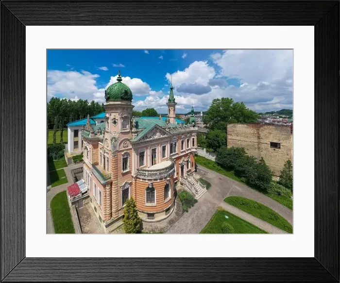Framed Print : Lviv, Ukraine - June, 2020:Aerial view on Lviv National Museum from drone. Dunikovsky palace Framed Print : Lviv, Ukraine - June, 2020:Aerial view on Lviv National Museum from drone. Dunikovsky palace