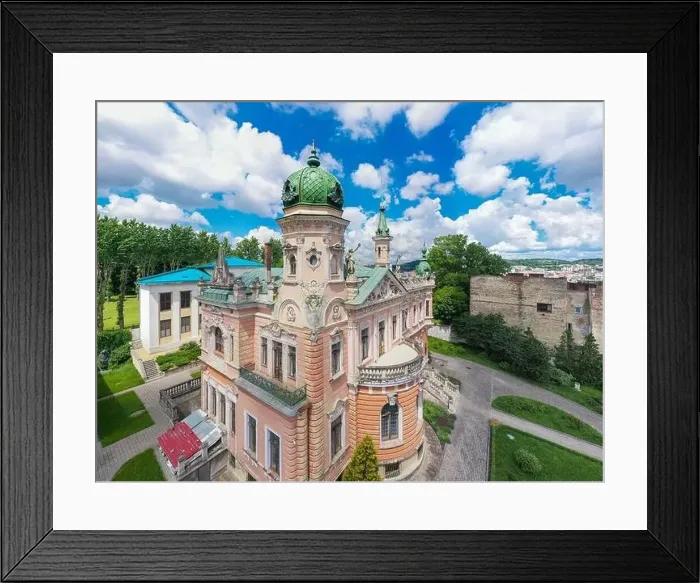 Framed Print : Lviv, Ukraine - June, 2020:Aerial view on Lviv National Museum from drone. Dunikovsky palace Framed Print : Lviv, Ukraine - June, 2020:Aerial view on Lviv National Museum from drone. Dunikovsky palace
