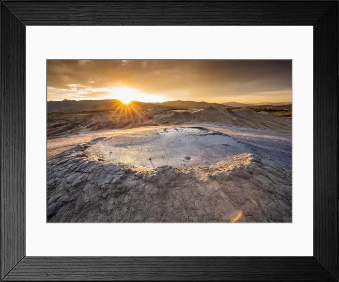 Framed Print : Muddy Volcanoes, Romania. Buzau County mud volcanoes at sunset Framed Print : Muddy Volcanoes, Romania. Buzau County mud volcanoes at sunset