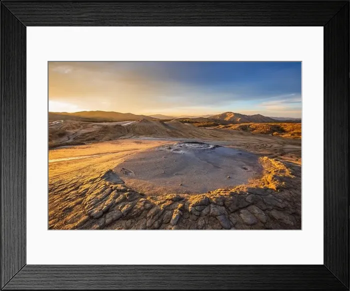 Framed Print : Muddy Volcanoes, Romania. Buzau County mud volcanoes at sunset Framed Print : Muddy Volcanoes, Romania. Buzau County mud volcanoes at sunset