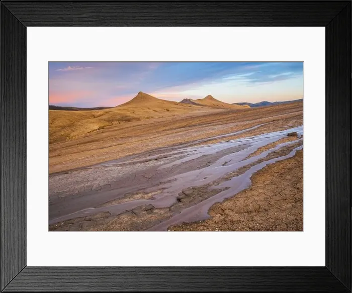 Framed Print : Muddy Volcanoes, Romania. Buzau County mud volcanoes at sunset Framed Print : Muddy Volcanoes, Romania. Buzau County mud volcanoes at sunset