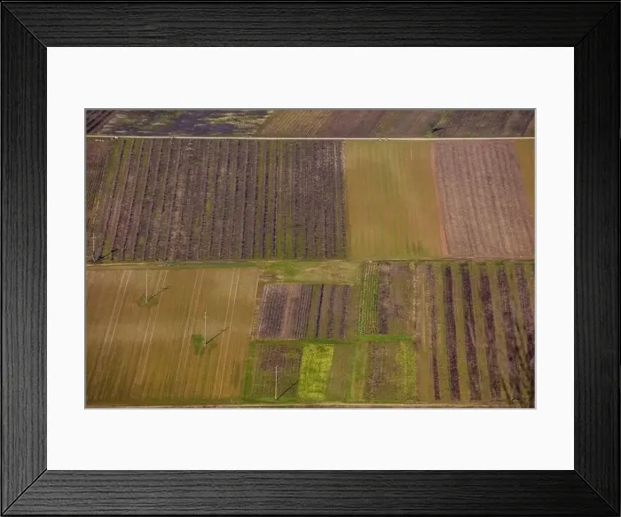 Framed Print : Aerial Photo From Cerje. Soil Wakening up After Short Winter. Geometric Pattern on Elaborated Ground Framed Print : Aerial Photo From Cerje. Soil Wakening up After Short Winter. Geometric Pattern on Elaborated Ground