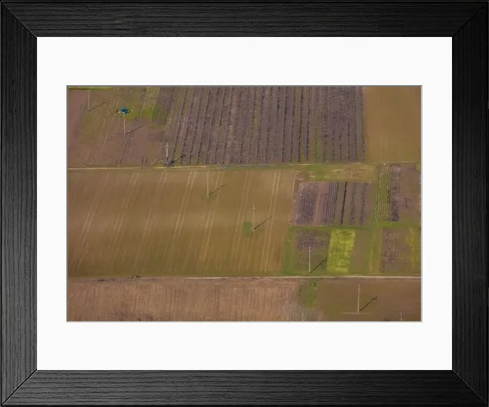 Framed Print : Aerial Photo From Cerje. Soil Wakening up After Short Winter. Geometric Pattern on Elaborated Ground Framed Print : Aerial Photo From Cerje. Soil Wakening up After Short Winter. Geometric Pattern on Elaborated Ground