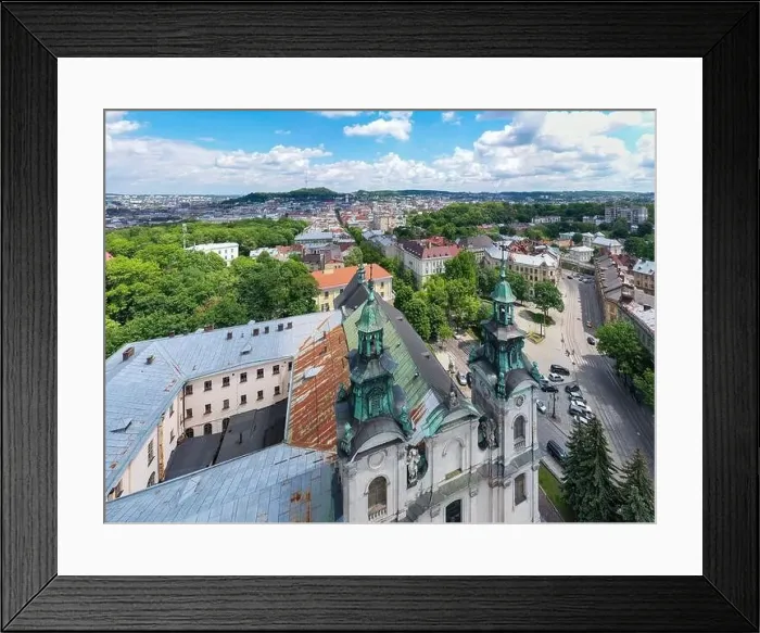 Framed Print : Lviv, Ukraine - August, 2020: The Roman Catholic church of St Framed Print : Lviv, Ukraine - August, 2020: The Roman Catholic church of St