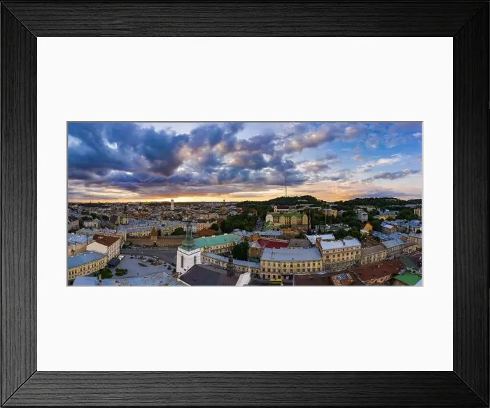 Framed Print : Lviv, Ukraine - August, 2020: Aerial view on Hlyniany Gate