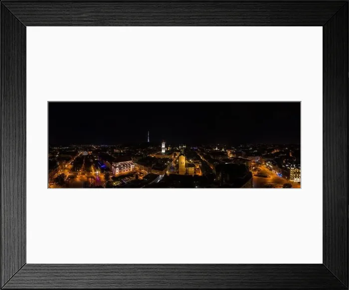 Framed Print : Lviv, Ukraine - August, 2020: Aerial view on Lviv, Ukraine at night from drone Framed Print : Lviv, Ukraine - August, 2020: Aerial view on Lviv, Ukraine at night from drone