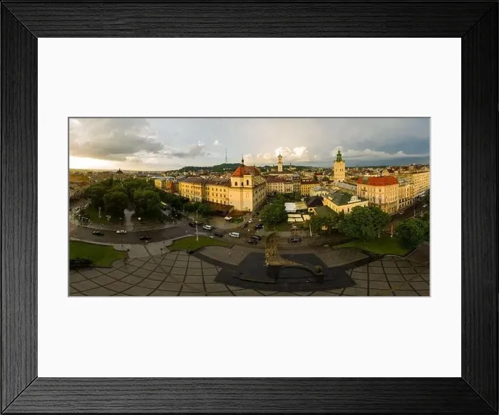 Framed Print : Lviv, Ukraine - August, 2020: Aerial view on Jesuit Church, City Hall and Latin Cathedral in Lviv, Ukraine from drone Framed Print : Lviv, Ukraine - August, 2020: Aerial view on Jesuit Church, City Hall and Latin Cathedral in Lviv, Ukraine from drone