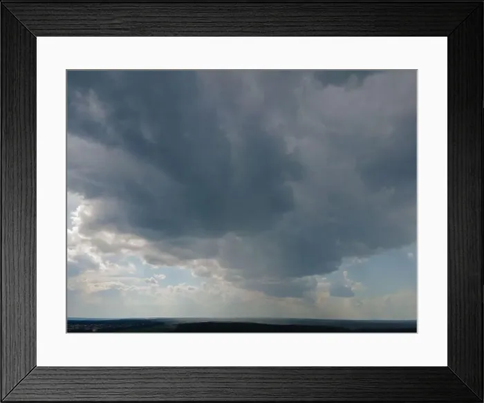 Framed Print : View from drone, panorama blue sky and white clouds, sun at sunset Framed Print : View from drone, panorama blue sky and white clouds, sun at sunset