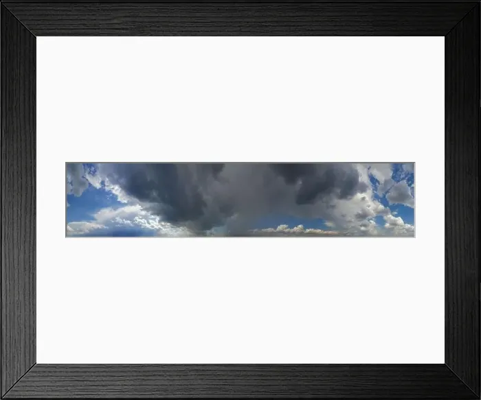 Framed Print : View from drone, panorama blue sky and white clouds, sun at sunset Framed Print : View from drone, panorama blue sky and white clouds, sun at sunset