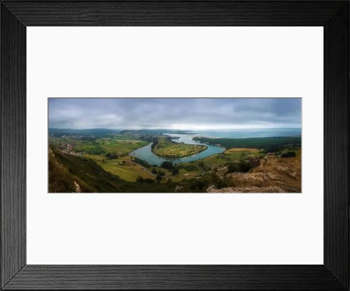 Framed Print : From above panoramic scenery of small green cape Framed Print : From above panoramic scenery of small green cape